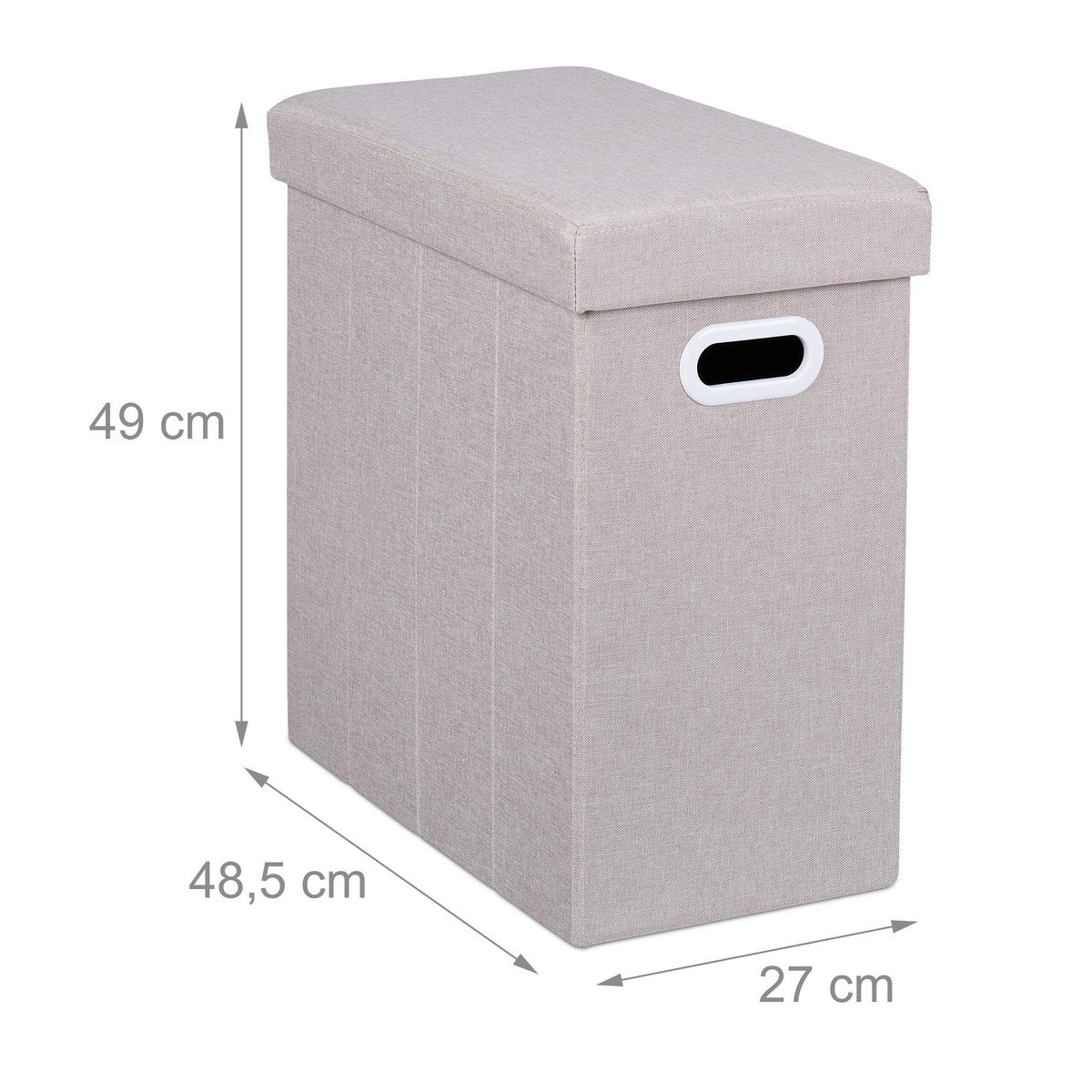 SITZHOCKER - Beige, Holzwerkstoff/Textil (48.5/49/27cm) - Relaxdays