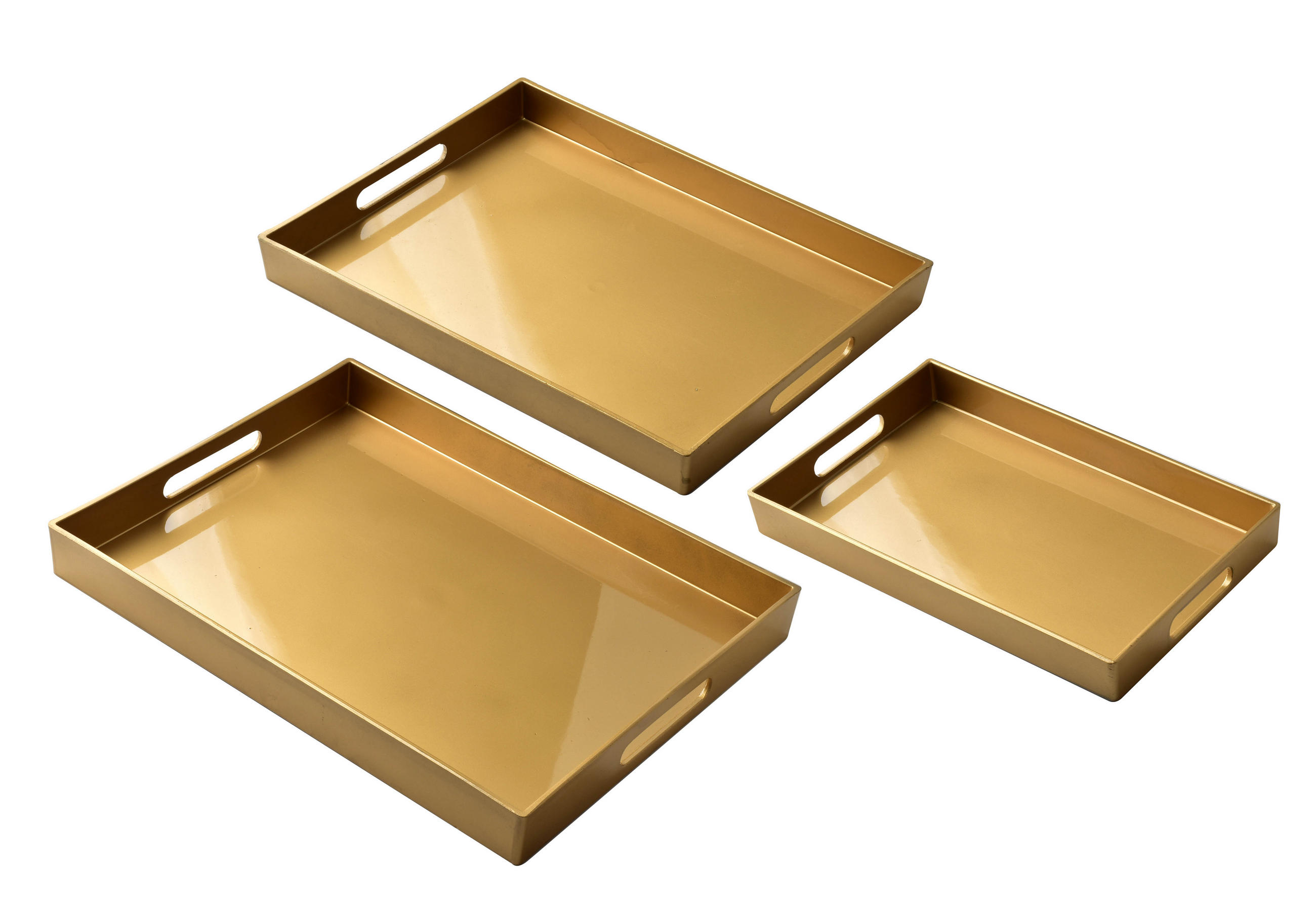 SERVIERTELLER Blanche Gold 3er Set 40/30/4cm Plastik - Goldfarben, Kunststoff (30/4/40cm) - Mondex