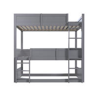 KINDERBETT Grau Liegefläche 90/200 cm, Hochbett, Dreischichtiges Design - Grau, Holz (90/200cm) - PANGIVO