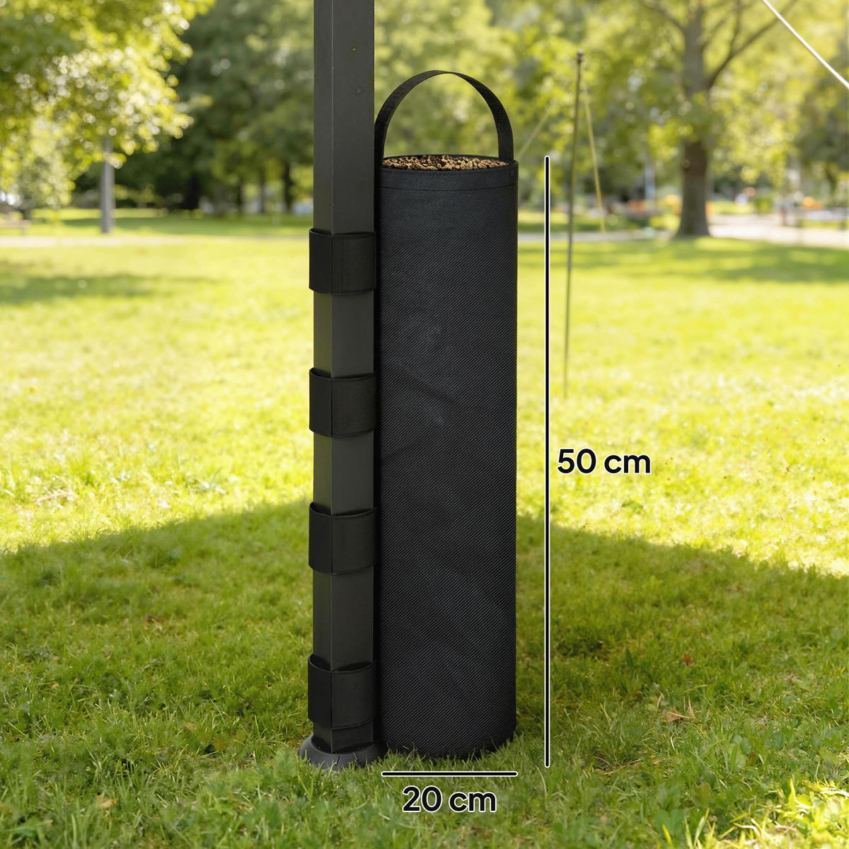 SADA 8 PÍSKOVÝCH VÁŽEK pro pavilon, naplnitelných až do 40 kg - černá, textil (1/20cm) - Outsunny