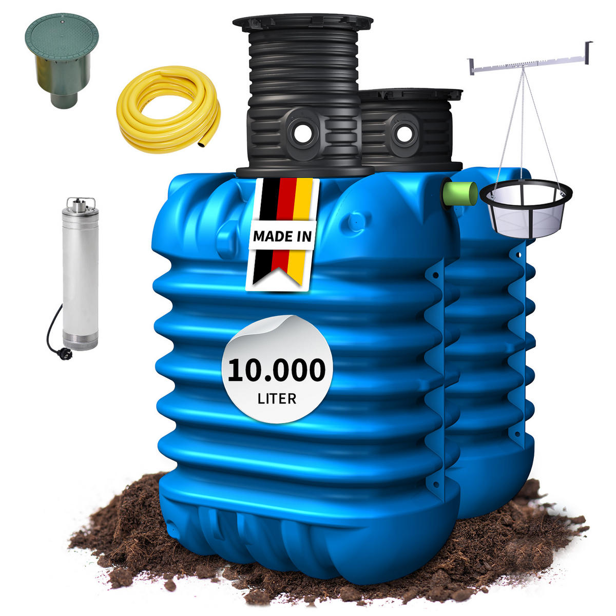 ERDTANK-PAKET 10000 L - Blau, Kunststoff (147/201/461cm) - 4rain
