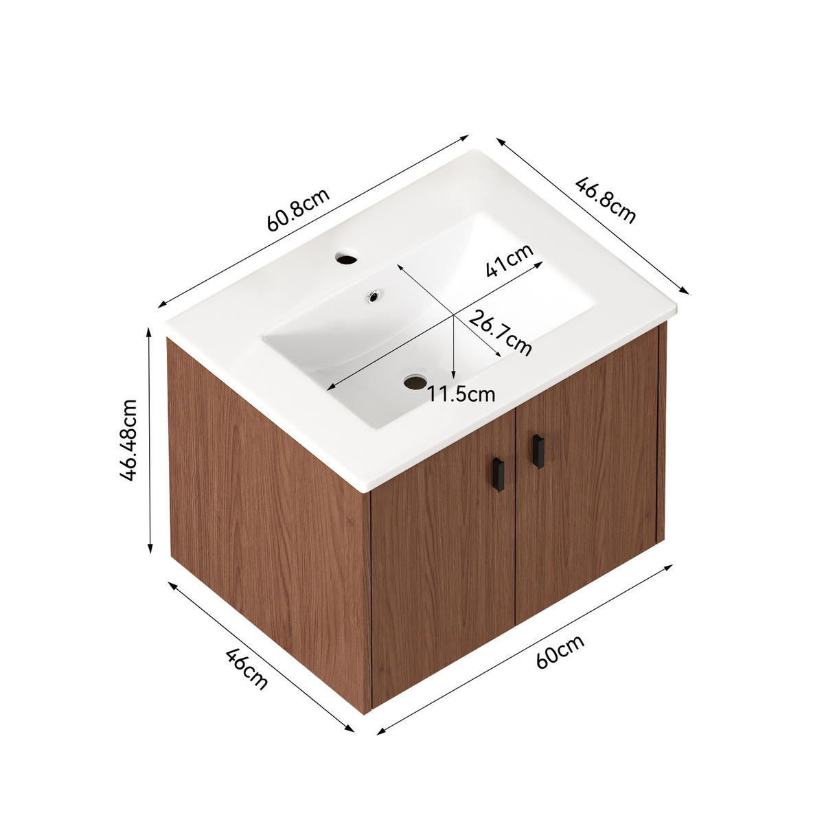 WASCHTISCH Rotbraun 60 cm - Rotbraun, Holz (60/46.48/46cm) - PANGIVO