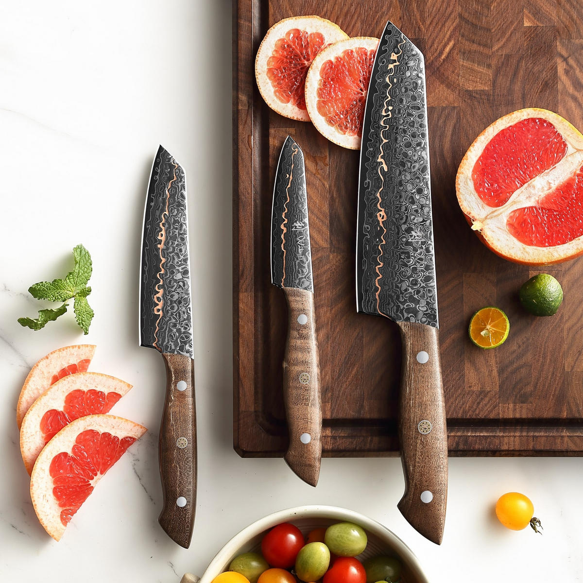 MESSERSET 3-tlg. 9-18 cm - Ahornfarben, Holzwerkstoff/Metall - Wakoli