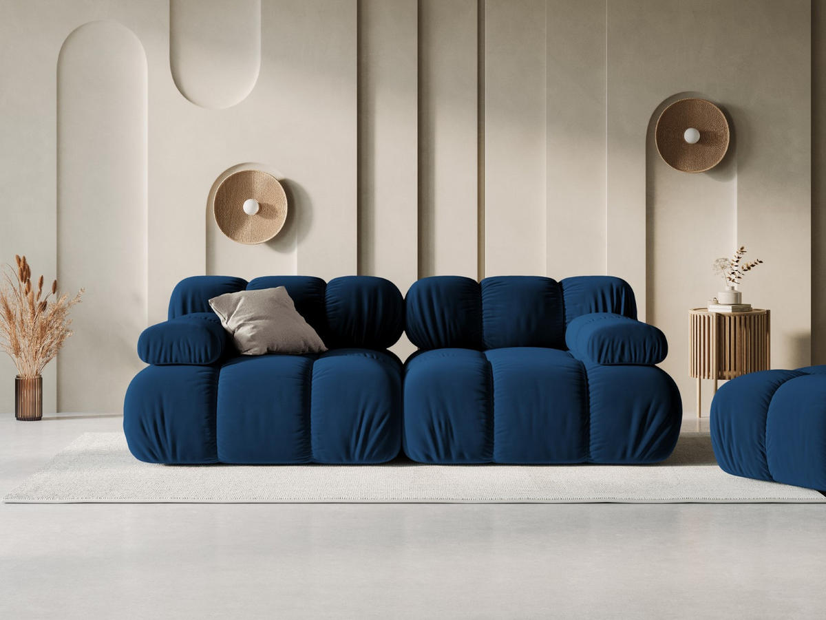 MODULARES-SOFA Bellis aus Samt königsblau 2 Sitzplätze - Blau, Textil (94/63/188cm) - Micadoni