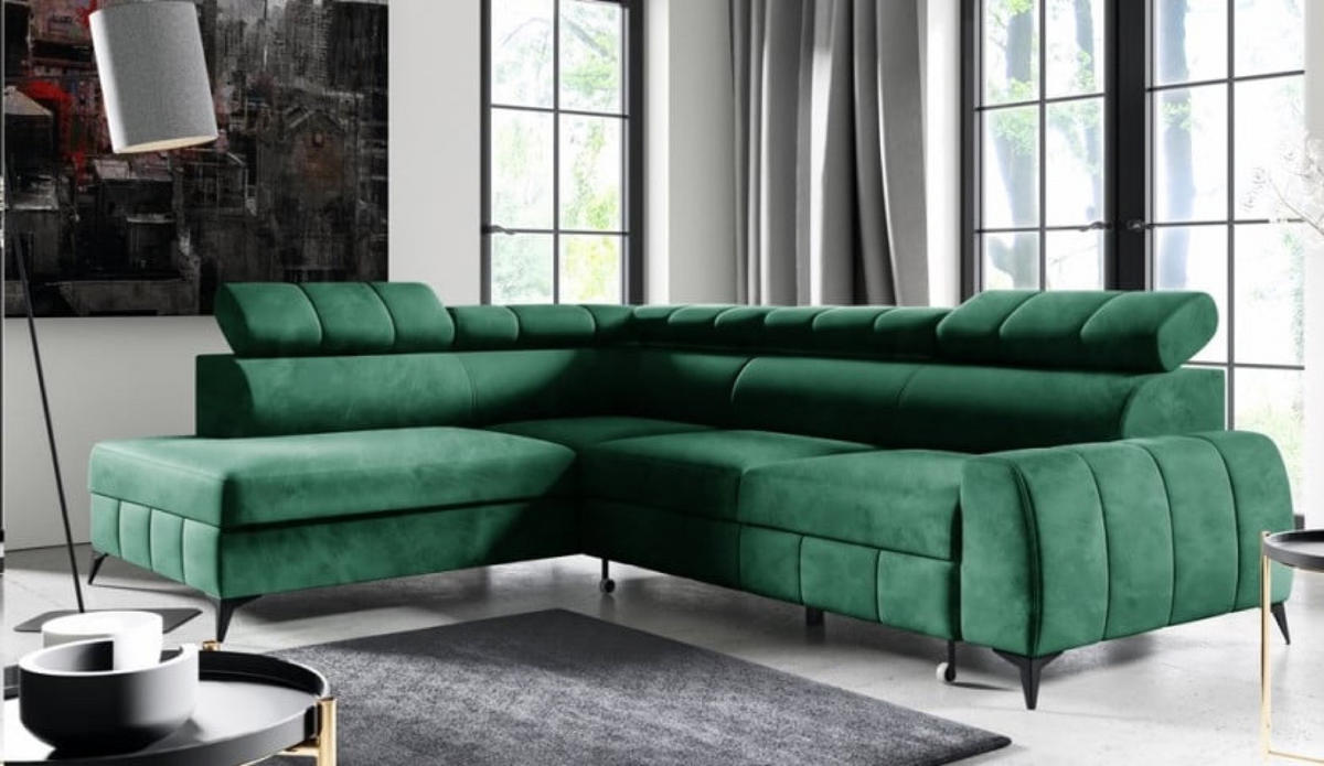 ECKSOFA Grün DON Ausziehbar Links - Grün, Textil (279/203cm) - Sepro Meble