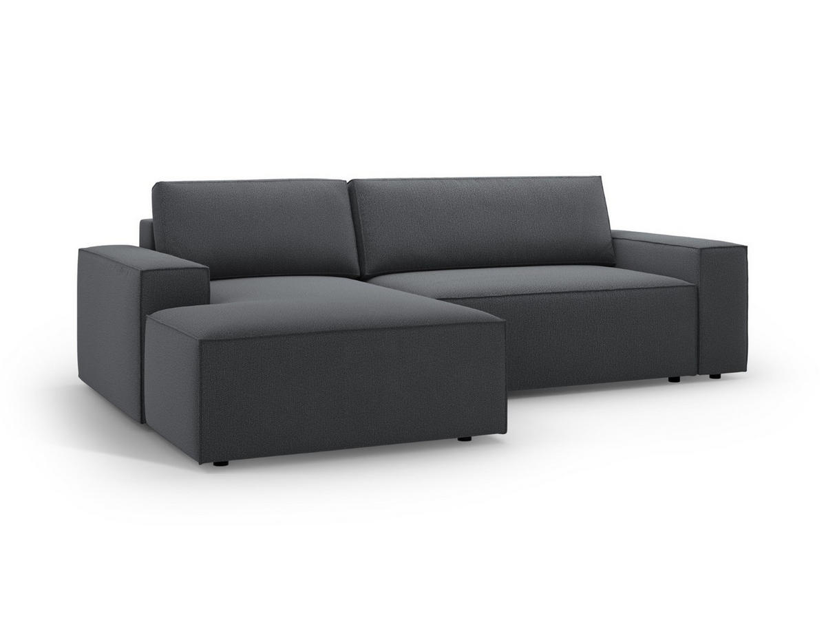 AUSKLAPPBARES-ECKSOFA links mit Container Jodie aus strukturiertem Stoff dunkelgrau 3 Sitzplätze - Dunkelgrau, Textil (246/151cm) - Micadoni