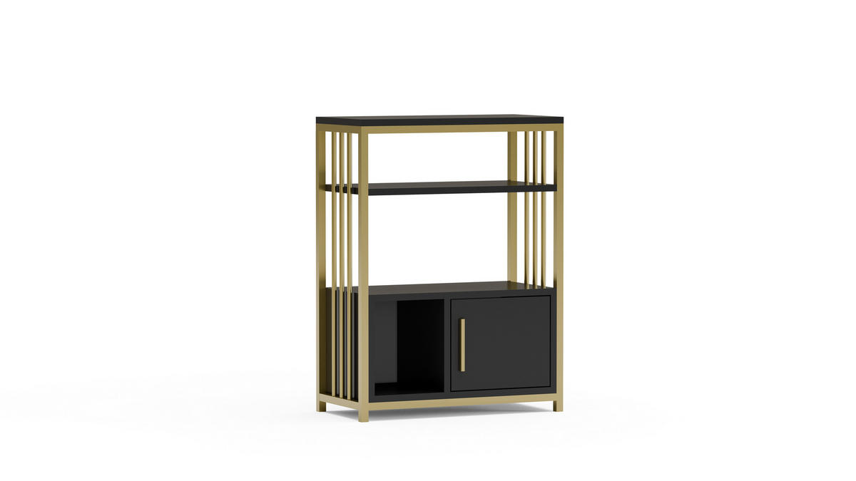 BÜCHERREGAL Letos Anthrazit Gold - Goldfarben/Schwarz, Holzwerkstoff (29.6/80/60cm) - Decorotika