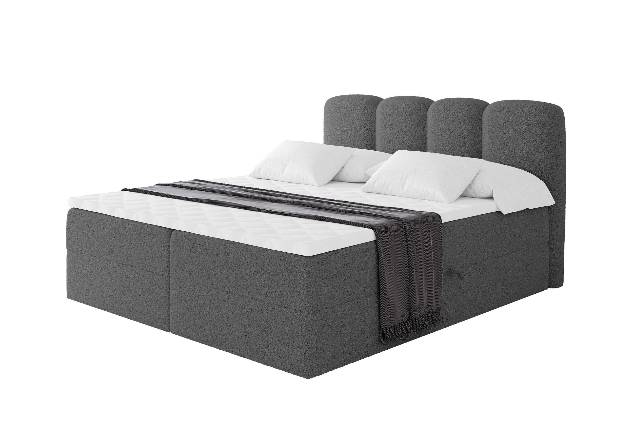 BOXBETT mit Matratze H3 - NINA - 160x200 cm Grau - Titanfarben, Holzwerkstoff (160/200cm) - ALTDECOR