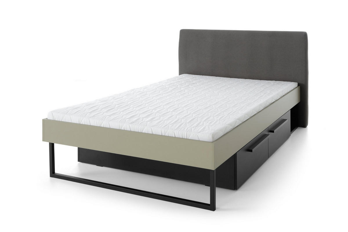 JUGENDBETT SORENTO 13 120/200 in Eukalyptus/Baltic Düne Eiche/Schwarzer Onyx - Eukalyptusholzfarben/Eichefarben, Holzwerkstoff (120/200cm) - Deine Möbel 24