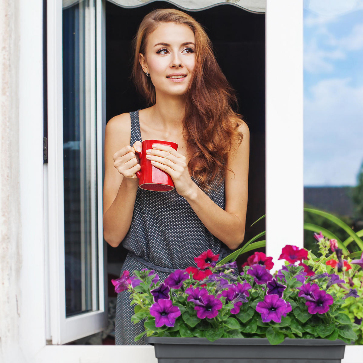 4XBLUMENKASTEN - Anthrazit, Kunststoff (34/14/18.5cm) - Relaxdays