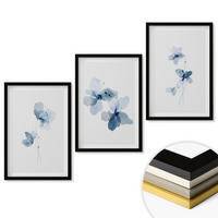 WANDBILDER 3er-Set - 40x60 cm Schwarzer Rahmen - Blaue Blumen - Schwarz, Kunststoff (40/60cm) - ArtPrintCave