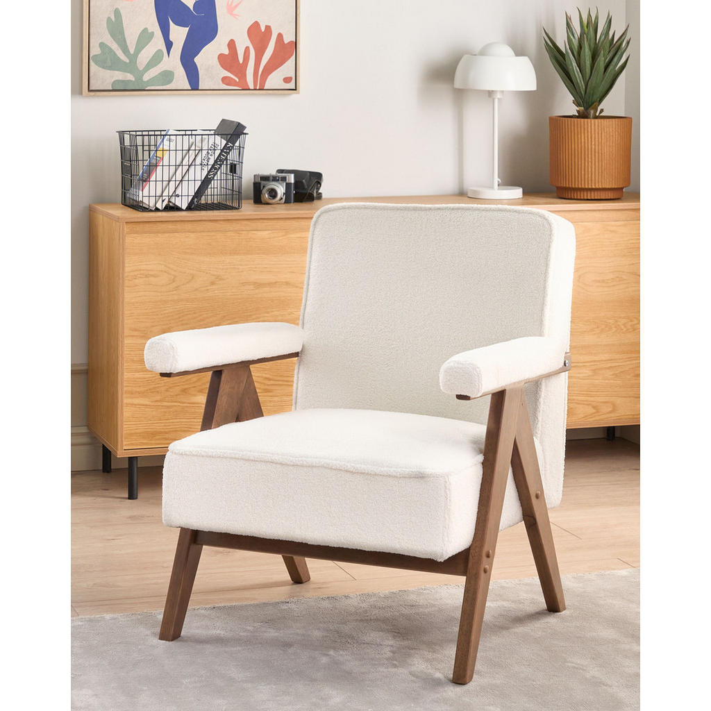 Thumbnail - Beliani Sessel, Weiß, Dunkelbraun, Textil, 65x81x57 cm, Wohnzimmer, Sessel, Polstersessel