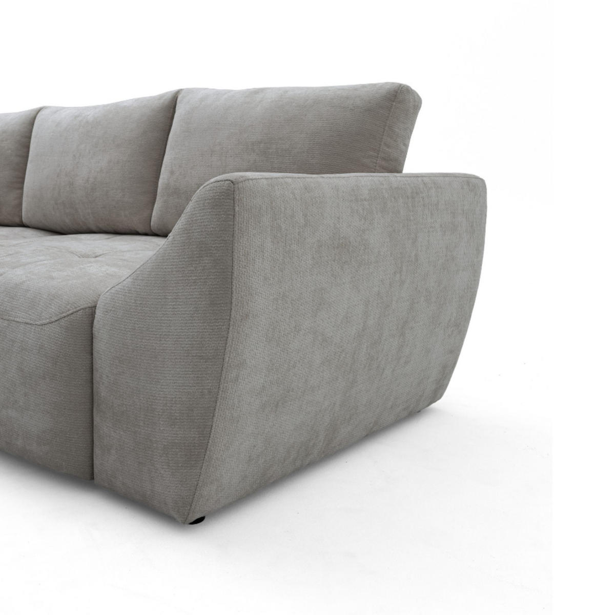 ECKSOFA NICE L Links mit Schlaffunktion 137x204 Chenille Grau - Schwarz/Grau, Holz/Textil (260/165cm) - Muffo