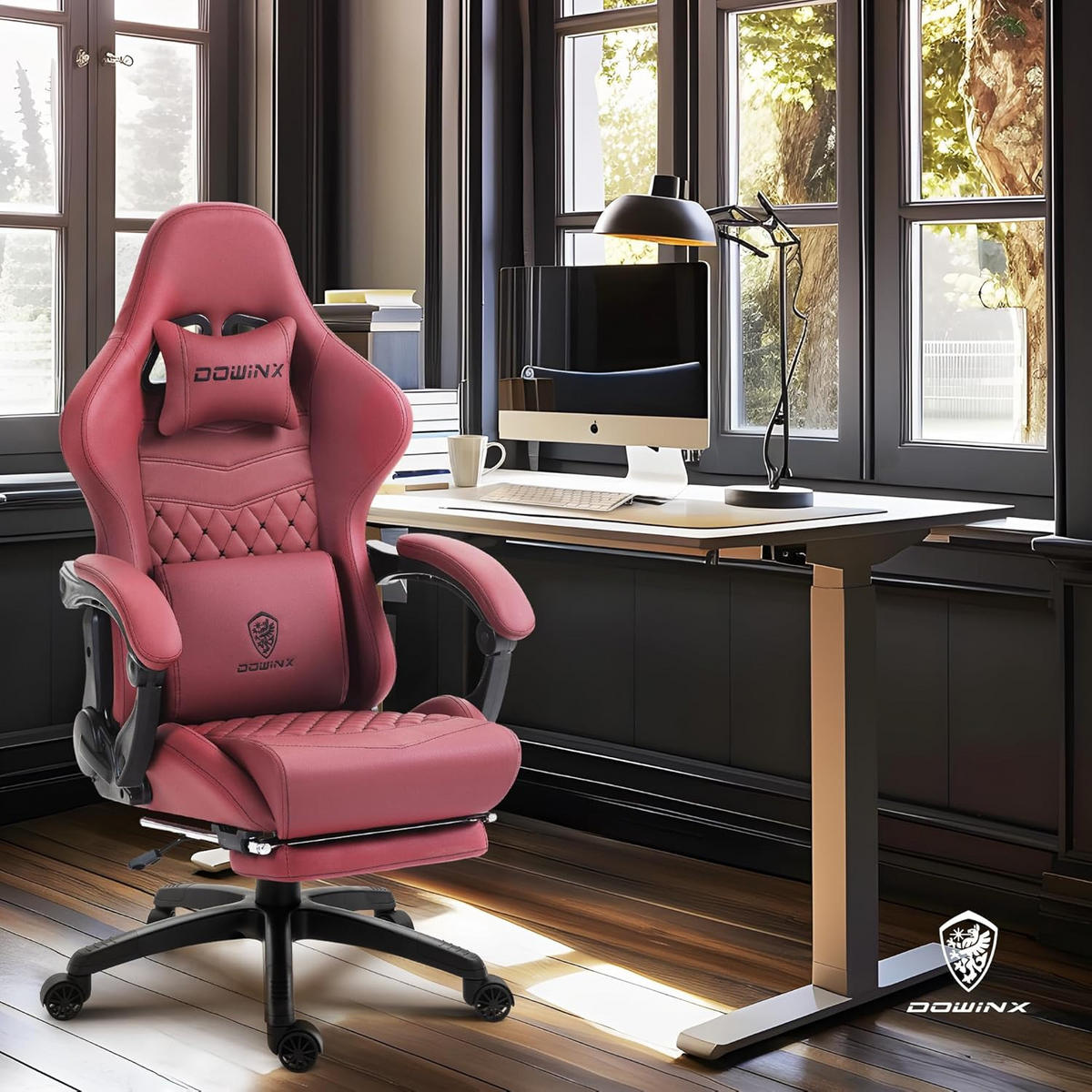 GAMING-STUHL Ergonomisch Verstellbarer 90°-170° Für Homeoffice/Gaming - Rot, Leder (60/115/60cm)