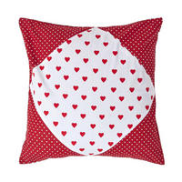 PATCHWORK-KISSENHÜLLE Herzen 60/60 cm - Rot, Textil (60/60cm) - Homescapes