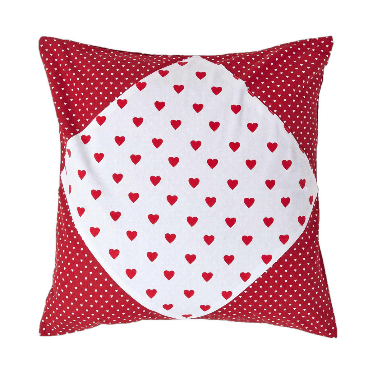 PATCHWORK-KISSENHÜLLE Herzen 60/60 cm - Rot, Textil (60/60cm) - Homescapes