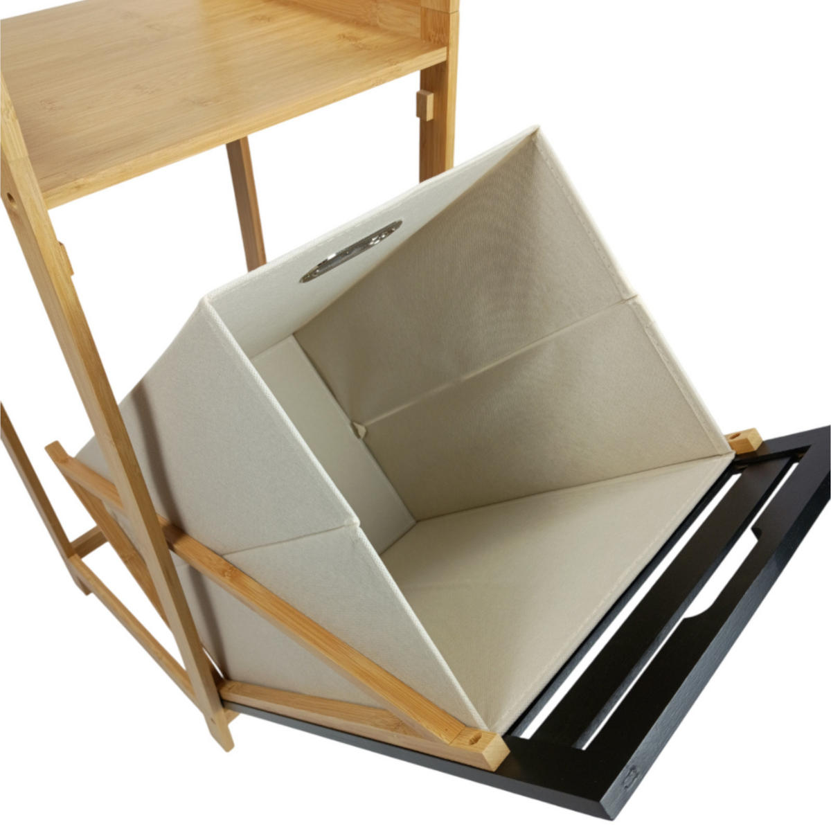 BADEZIMMERREGAL Bambus Schwarz Wäschekorb 36/33/130 cm - Hellbraun/Schwarz, Holz (36/130/33cm) - Begryf