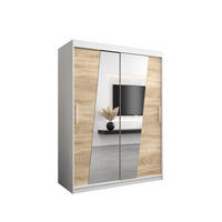 SCHWEBETÜRENSCHRANK 200/150/62 2-türig - Silberfarben/Weiß, Holz/Kunststoff (150/200/62cm) - Abiks Möbel