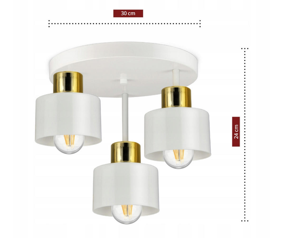 DECKENLEUCHTE Rollen - Goldfarben/Weiß, Metall (30/30/24cm) - kiki design