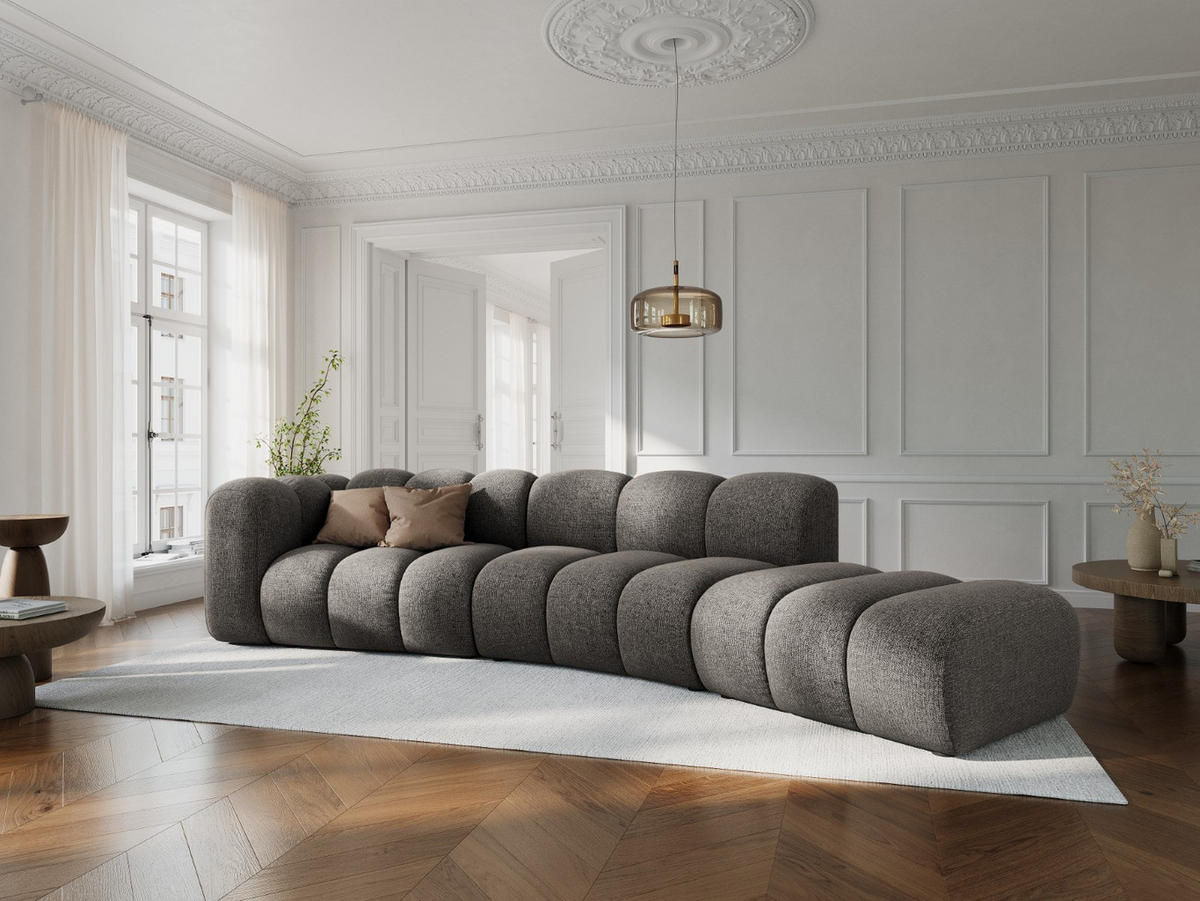 SOFA modular rechts Lupine aus Chenille-Stoff grau 5 Sitzplätze - Grau, Textil (335/70/166cm) - Micadoni