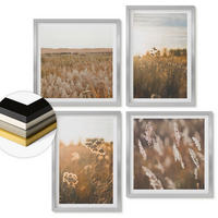 WANDBILDER 4er Set - 50x50 cm & 40x60 cm Silberner Rahmen - Sommerwiesenblumen Sonnenuntergang - Silberfarben, Kunststoff (50/50cm) - ArtPrintCave