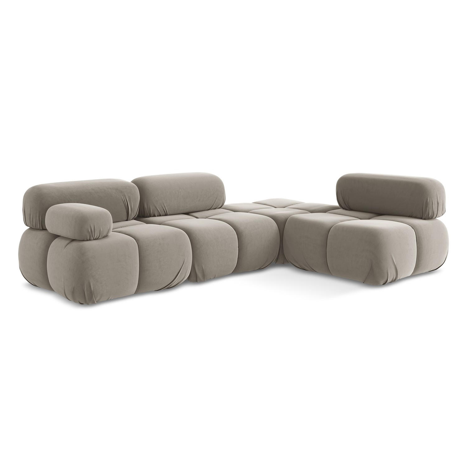 ECKSOFA Rechts Samt Stoff Grau - Taupe/Lila, Kunststoff/Textil (285/190cm) - LaMiaSofa