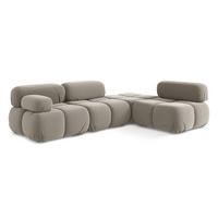 ECKSOFA Rechts Samt Stoff Grau - Taupe/Lila, Kunststoff/Textil (285/190cm) - LaMiaSofa