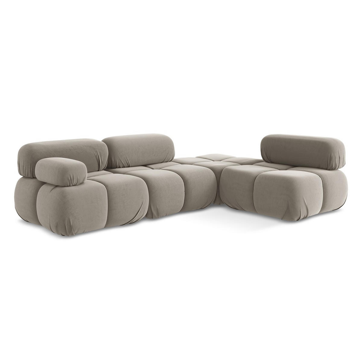 ECKSOFA Rechts Samt Stoff Grau - Taupe/Lila, Kunststoff/Textil (285/190cm) - LaMiaSofa