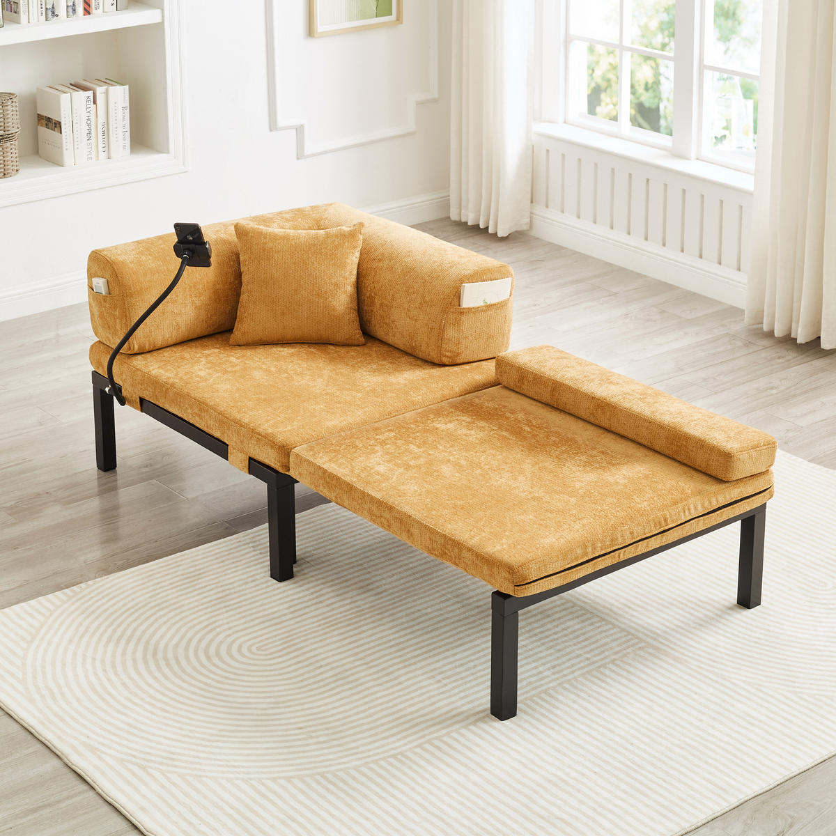 SCHLAFSOFA DE-35084 Gelb - Gelb, Holz (81/64/176cm) - ComfortXL