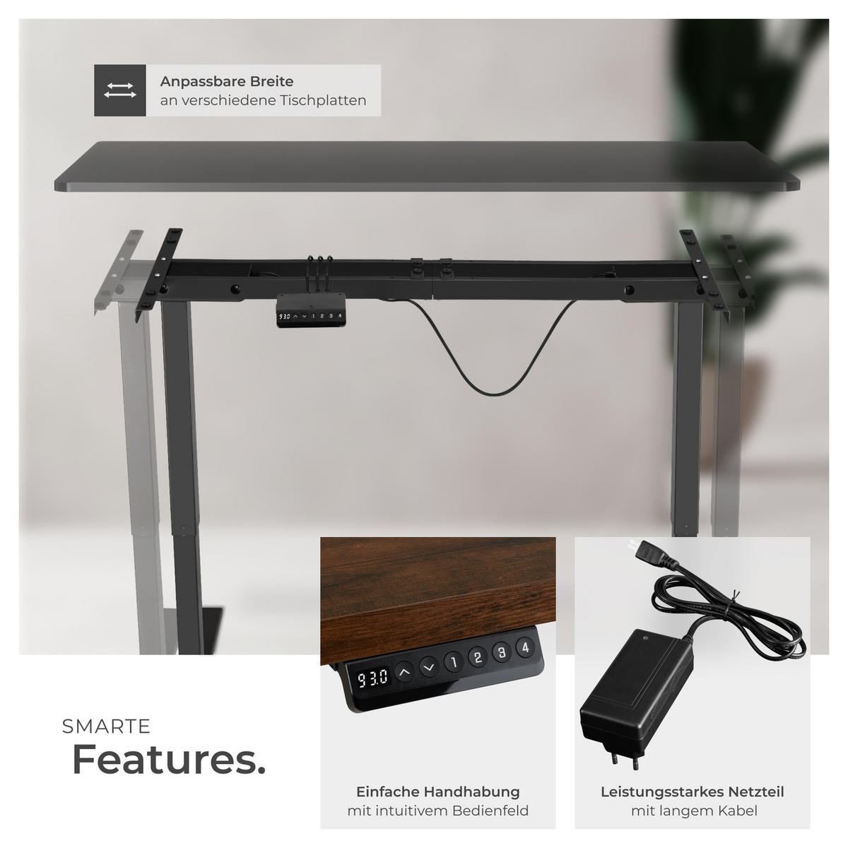 TISCHGESTELL Melville,110 - 168 x 60 x 70 - 119 cm,schwarz - Schwarz, Textil (60/168/119cm) - tectake