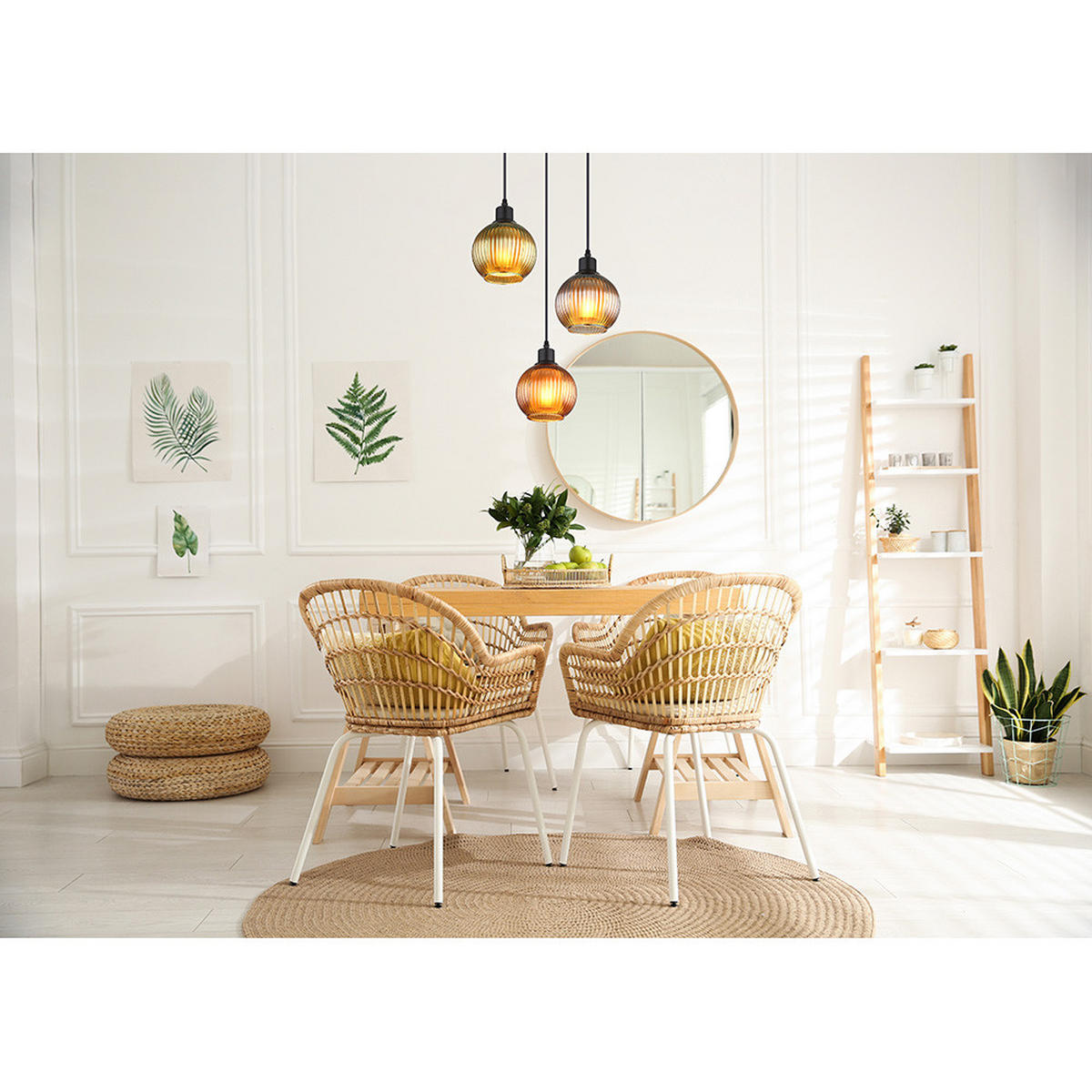 HÄNGELEUCHTE Metall Schwarz-matt ZUMBA - Multicolor, Glas (36/36/120cm) - Globo Lighting