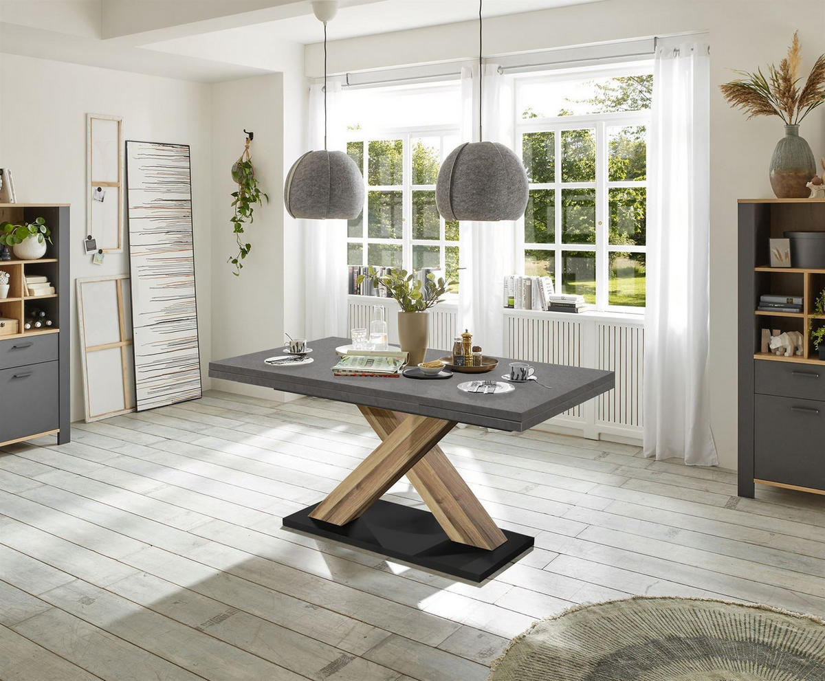 ESSTISCH ausziehbar Elene 180x90x76 Plankeneiche/Graphit - Grau, Holzwerkstoff (180/90/76cm) - 58aufmkessel