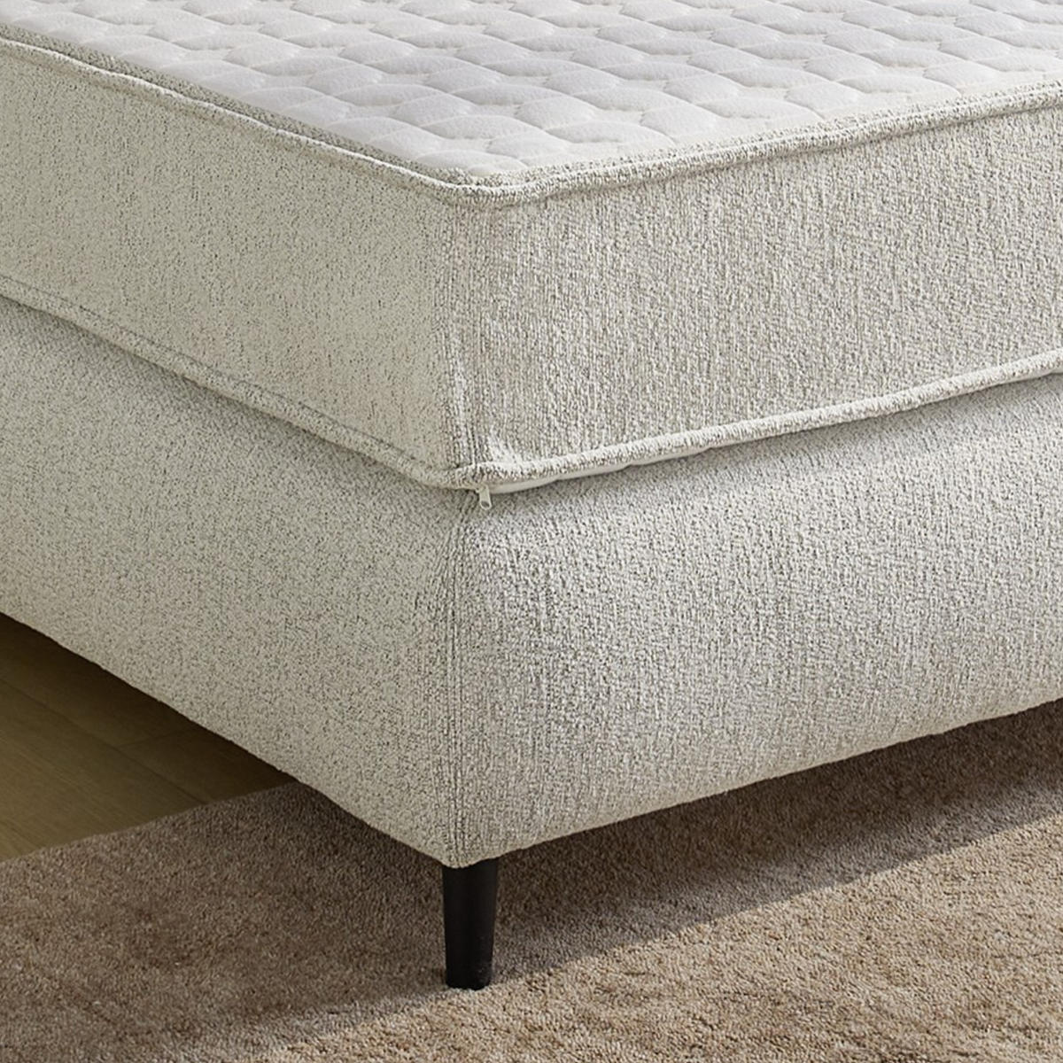 BOXSPRINGBETT 180x200 cm, extradicke 7-Zonen-Tonnentaschen-Federkern-Wendematratzen H3/H4, Bonell-Federkern, Flachgewebe Beige Grau / 20024 - Greige/Beige, Textil/Metall (180/200cm) - luma-home