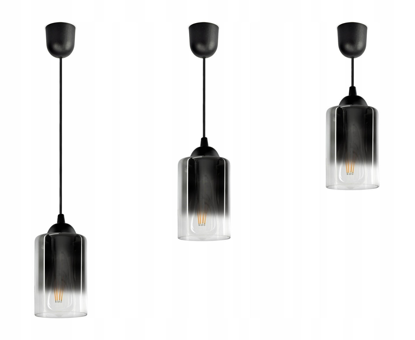 PENDELLEUCHTE GRAF - Transparent/Anthrazit, Glas/Metall (10/10/80cm) - kiki design