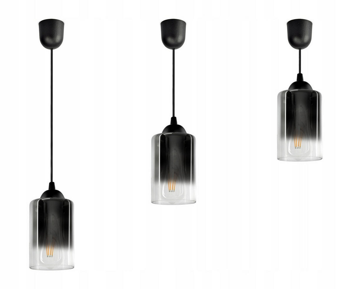 PENDELLEUCHTE GRAF - Transparent/Anthrazit, Glas/Metall (10/10/80cm) - kiki design
