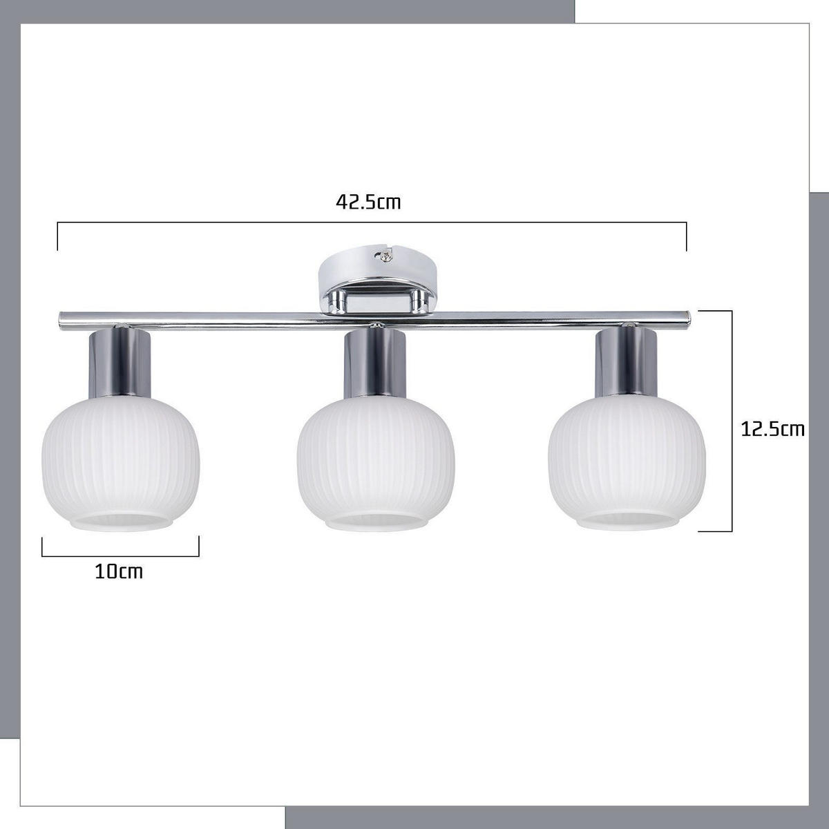 DECKENSTRAHLER Irlyra 10/16.5/42.5 cm - Weiß, Metall (42.5/10/16.5cm) - ZMH