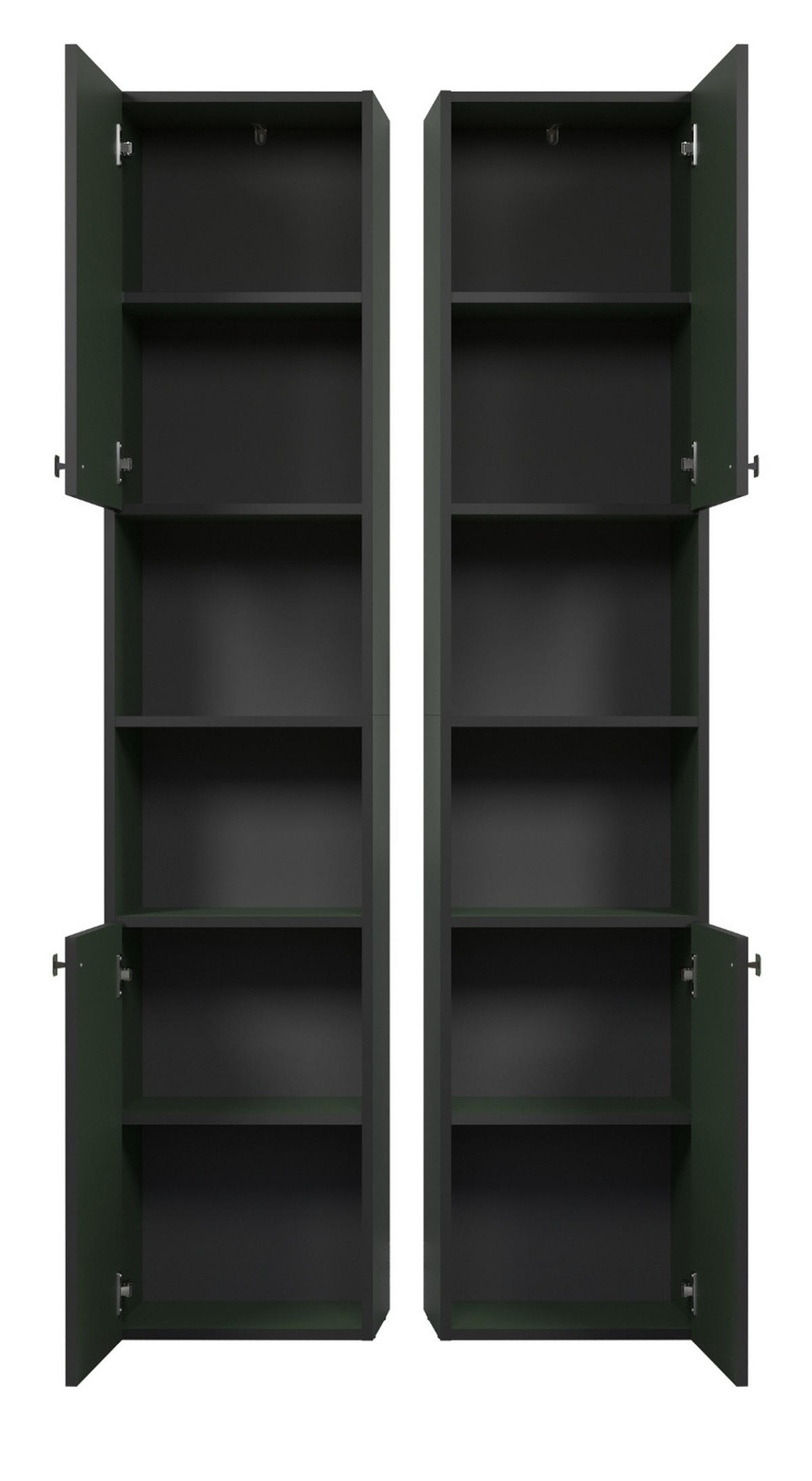 HOCHSCHRANK grün 40 x 186 cm, Badschrank 2-türig - Schwarz/Grün, Holzwerkstoff/Metall (31/95/40cm) - Top.Furn