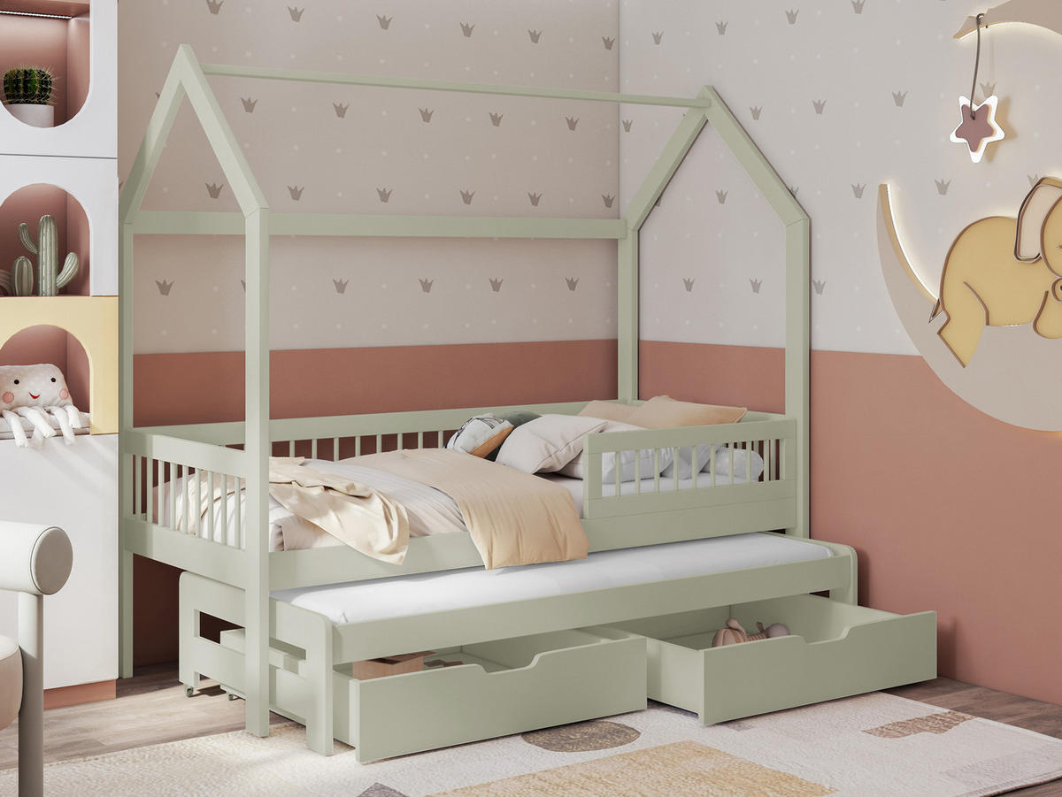 HAUSBETT Asher 90 - Olivgrün, Holz (90/200cm) - MIRJAN24