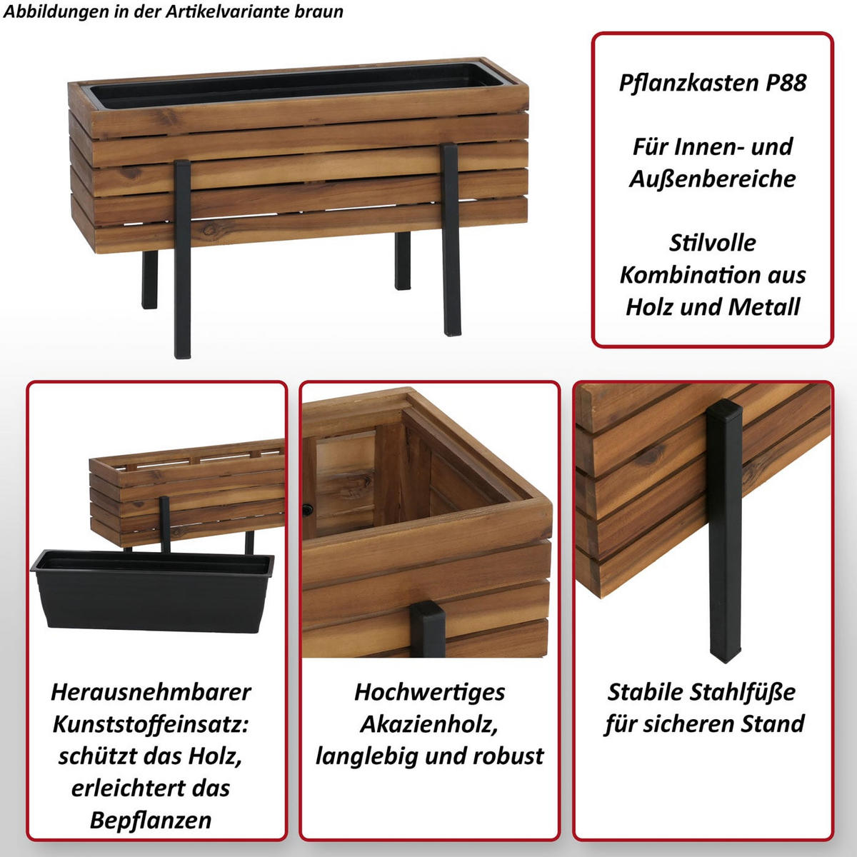 PFLANZKASTEN Braun - Braun, Holz (62/35/26cm) - MCW