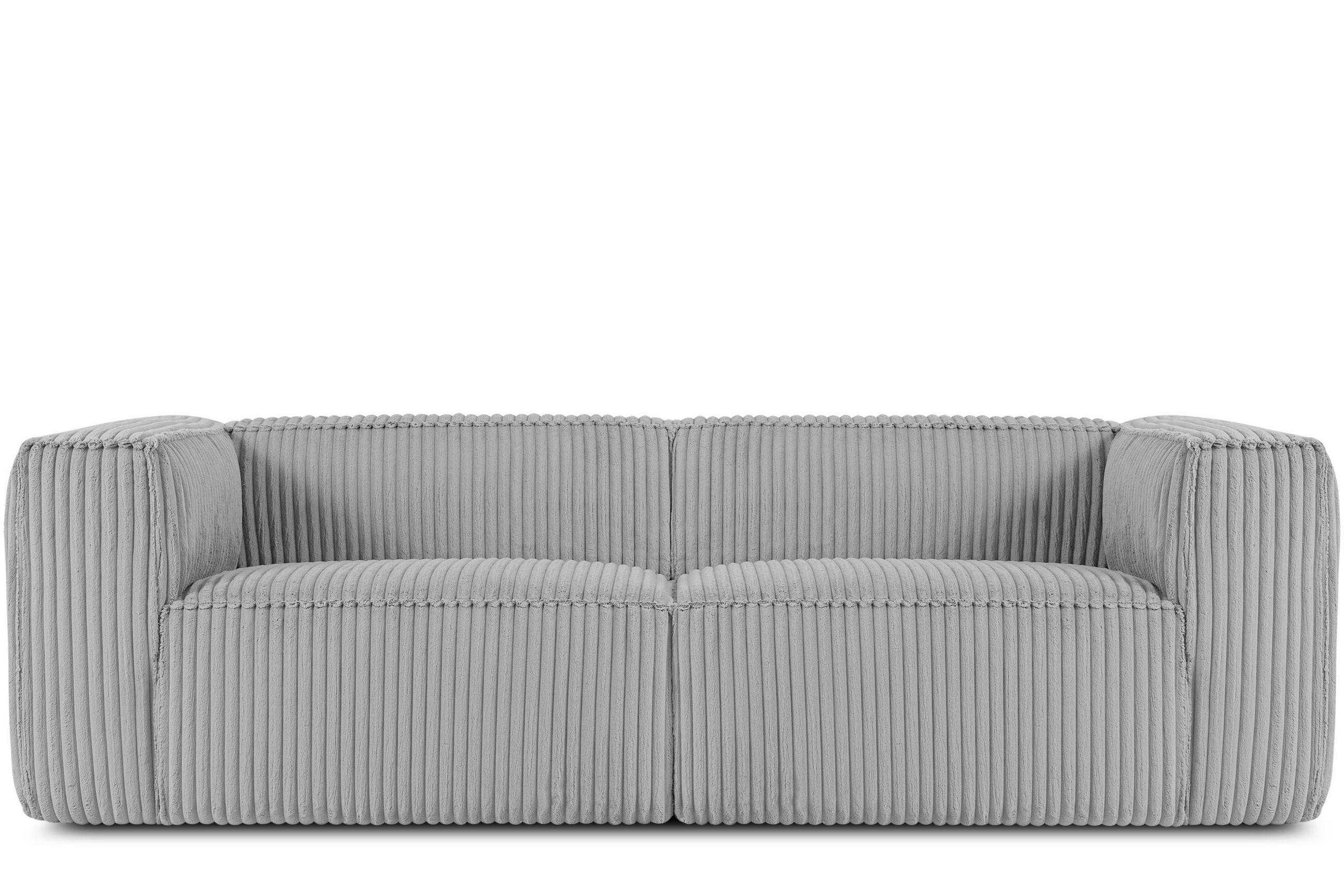 3-SITZER-SOFA FEROX Modern, Cord-Stoff, hellgrau - Hellgrau, Textil (246/73/96cm) - KONSIMO®