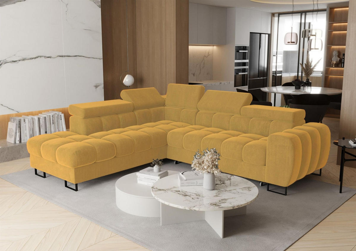 ECKSOFA Bastien Max Mit Schlaffunktion - Gelb, Holzwerkstoff/Textil (225/260cm) - Fun Möbel