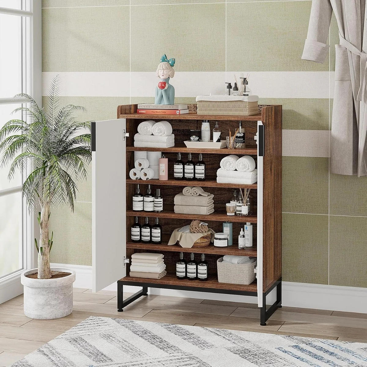 SCHUHSCHRANK 5-stufig moderner Holzschrank mit Türen Weiß - Weiß, Holz (75/105/35cm) - Kaket