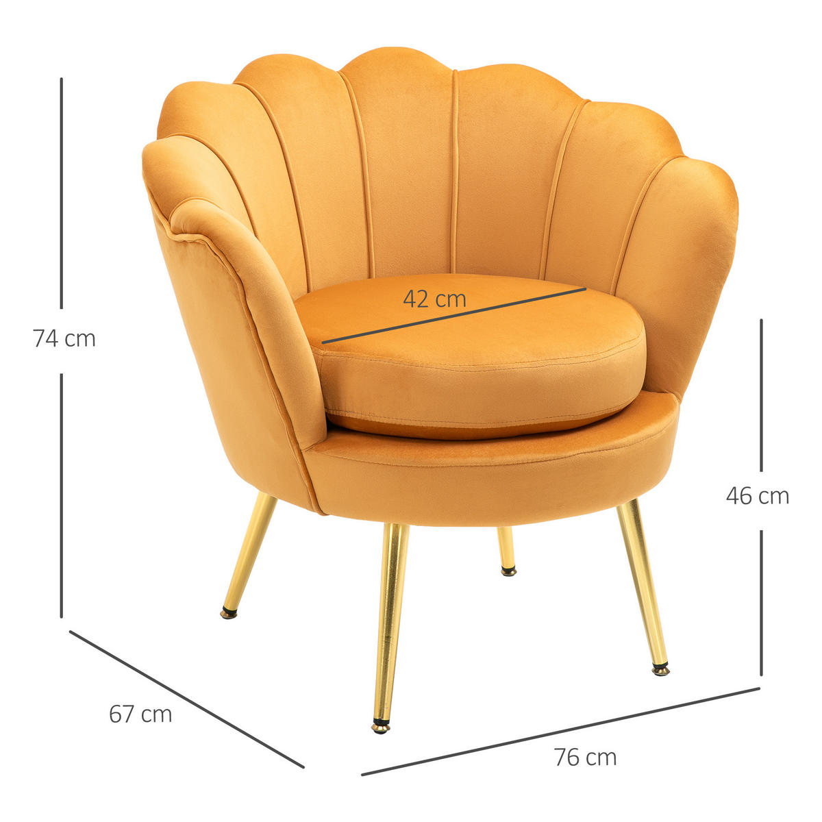 POLSTERSESSEL - Orange, Kunststoff (67/74/76cm) - HOMCOM