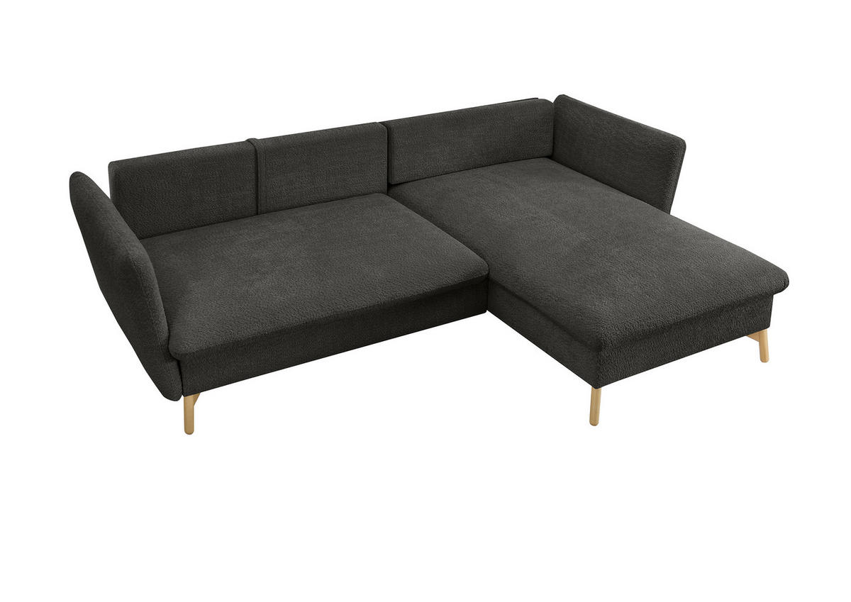 ECKSOFA S11 Ambriamo Anthrazit 258/91/167 cm Recamiere rechts - Anthrazit, Textil (258/167cm) - Livojo