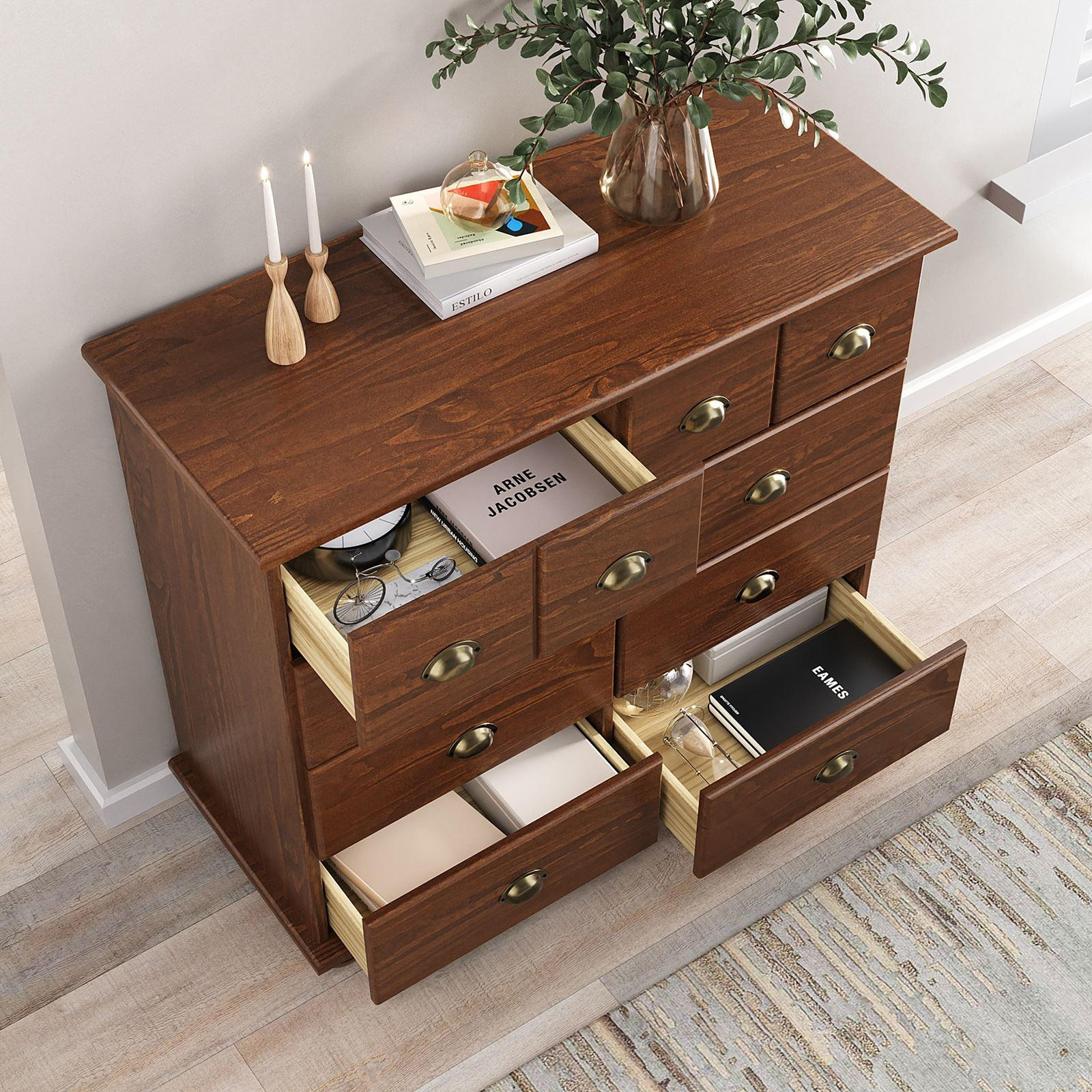 APOTHEKERKOMMODE COLMAR - Kastanienfarben, Holz (92/80/39cm) - IDIMEX