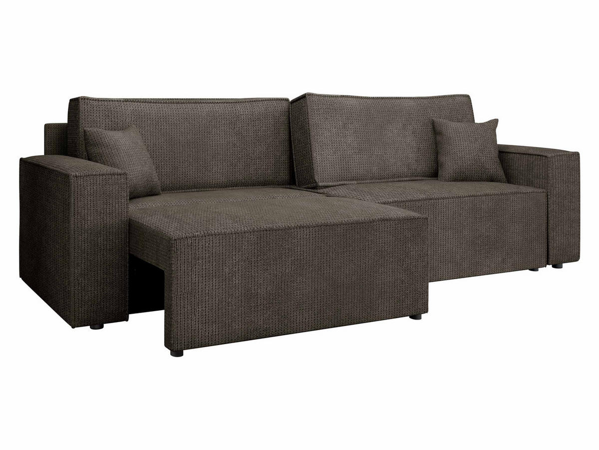 SCHLAFSOFA Karl mit L-Funktion - Schwarz/Braun, Holz/Kunststoff (245/82/139cm) - MIRJAN24