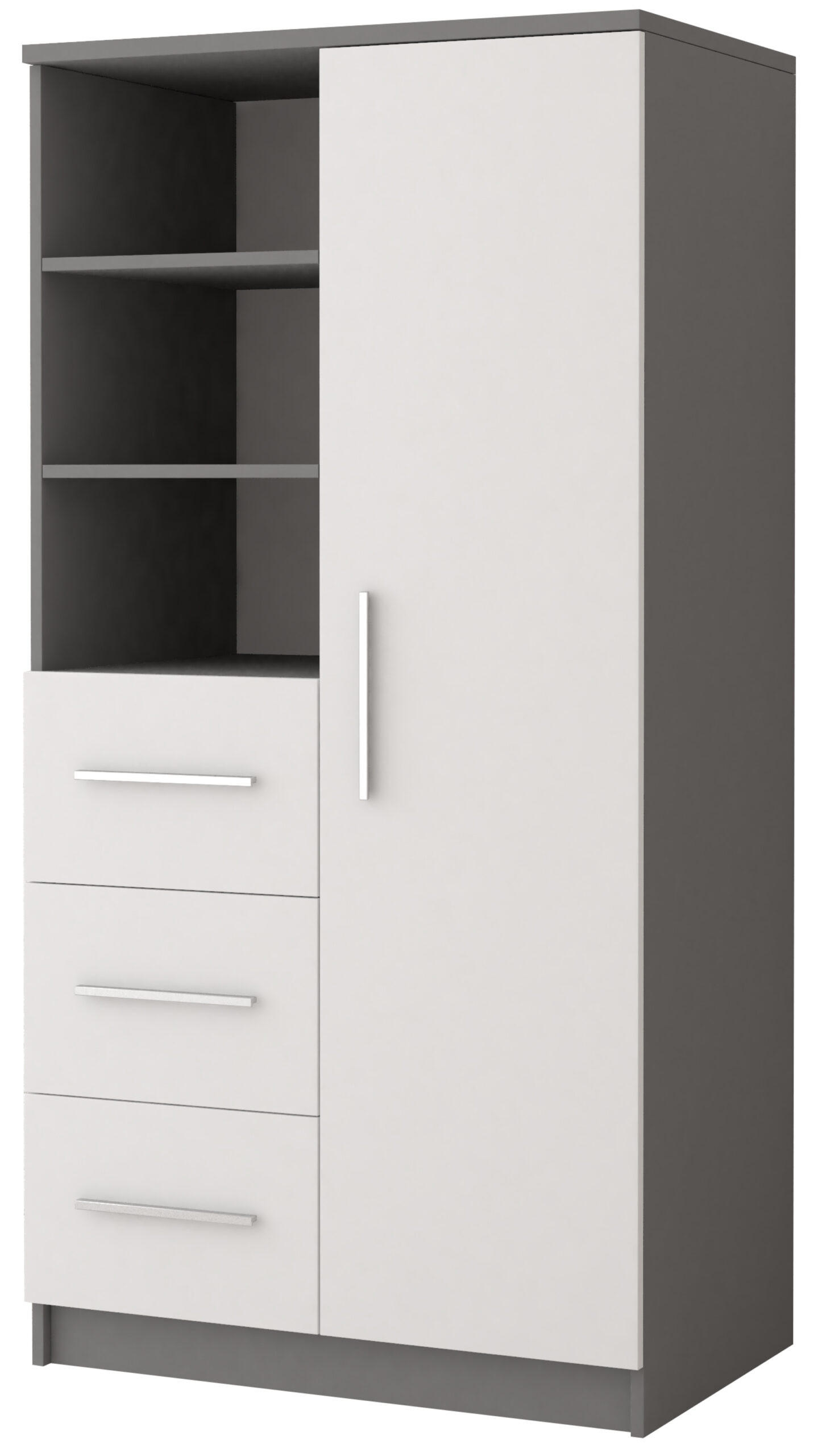 STANDREGAL Marsala 3SD 05 GRAU + WEIß - Grau, Holzwerkstoff (80/160/40cm) - Möblo