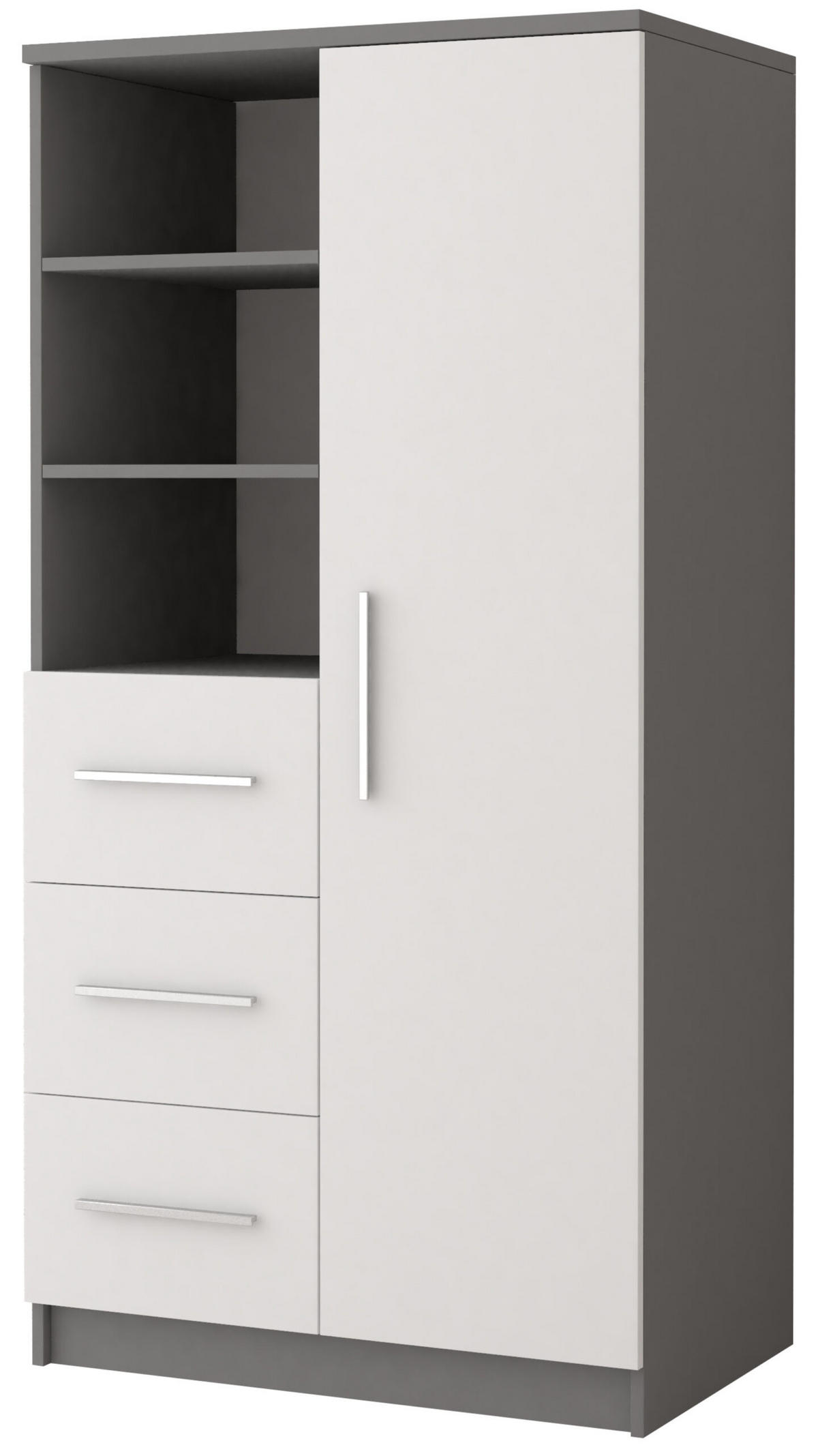 STANDREGAL Marsala 3SD 05 GRAU + WEIß - Grau, Holzwerkstoff (80/160/40cm) - Möblo