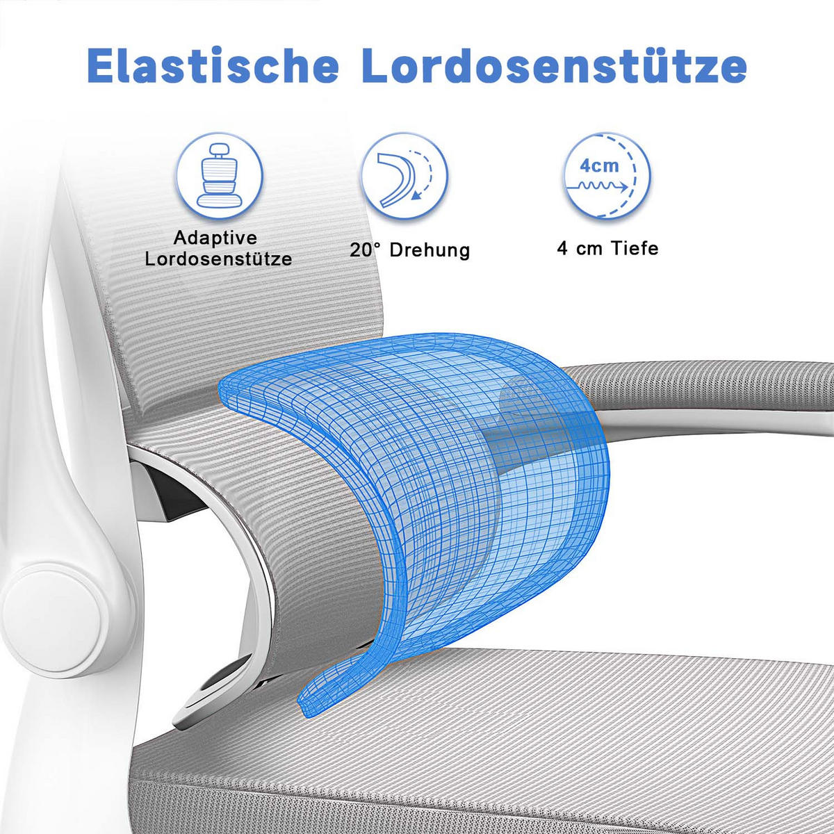 COMPUTERSTUHL drehbar, Wippfunktion – Grau - Grau, Metall (54/127/54cm) - Rattantree