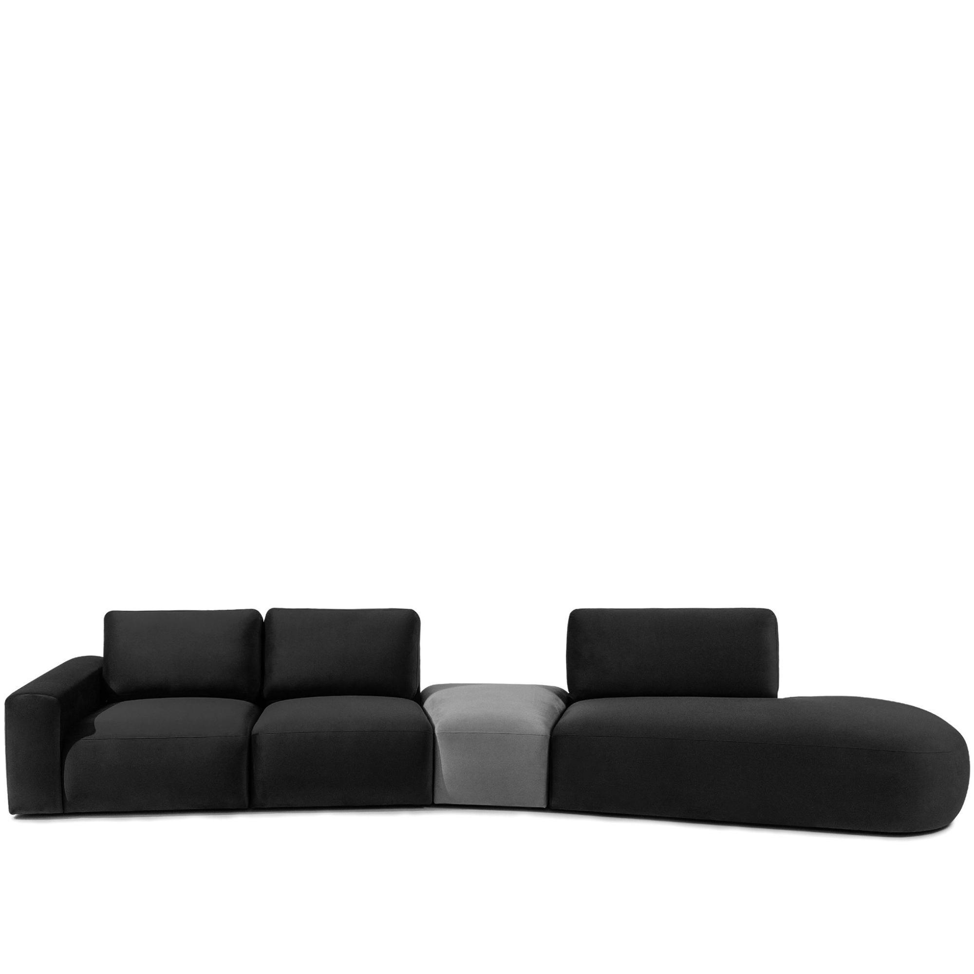 5-SITZER ECKSOFA ZUCCO Velour rechts, Dunkelgrau - Dunkelgrau, Textil (430/84/105cm) - KONSIMO®